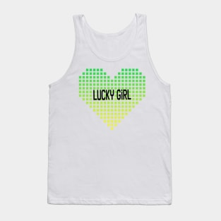 Lucky Girl Pixel Gradient Heart Tank Top